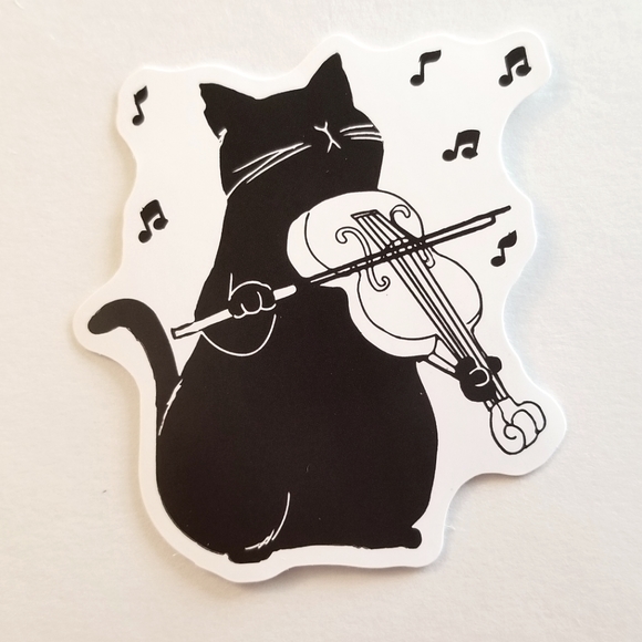 10/$10 Cat Playing Violin Sticker - Picture 1 of 1